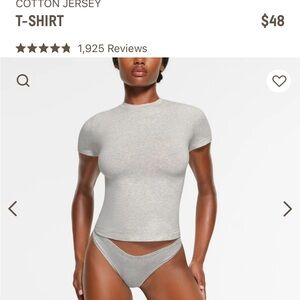 Skims cotton jersey tee in heather gray new with tags